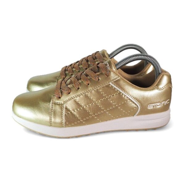Etonic G-SOK 3.0 Spikeless Golf Shoes "Metallic Gold" LG300GD Women's 7.5M - Picture 2 of 11
